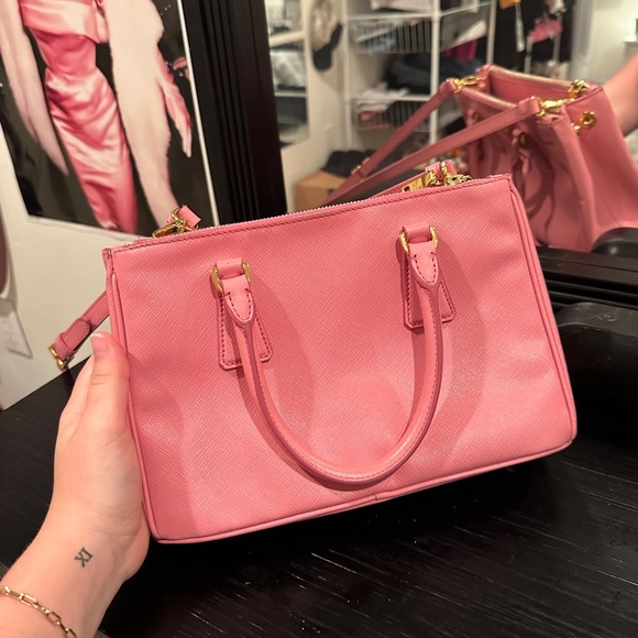 PRADA  Saffiano Lux Mini Galleria Double Zip Tote Begonia - Picture 6 of 16